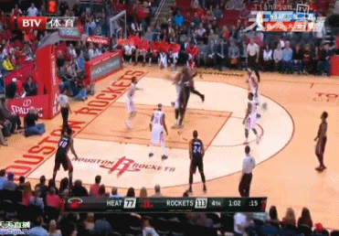 热火vs火箭 怀特塞德空接扣篮得分