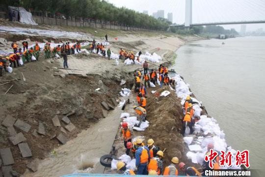 相关部门人员调用防汛备料石抛石固脚