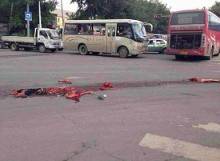 吉林江北汉阳街 一行人被货车碾压成肉泥