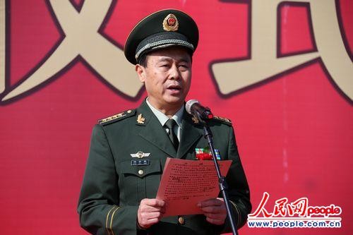 (钱程 王珩) 图为山东公安边防总队总队长陶万献出现开机仪式并致辞